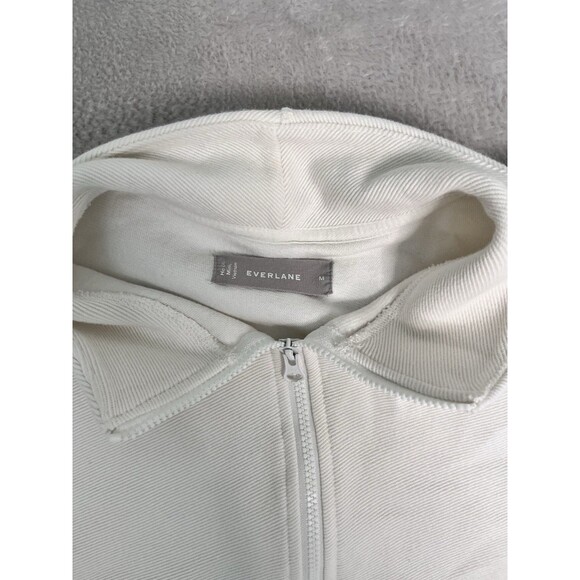 Everlane Textured Cotton 1/2 Zip Sweatshirt Mens Size Medium Ivory Office Golf - Picture 4 of 8